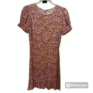 Floral Print Pink Dress in Small | Runs Small | Ruffle Sleeve | Junior Small
